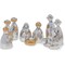 10 Piece Mini Nativity Set Figurines, Manger Scene for Indoor, Religious Christmas Decorations (Silver and Gold, 2.5 in)